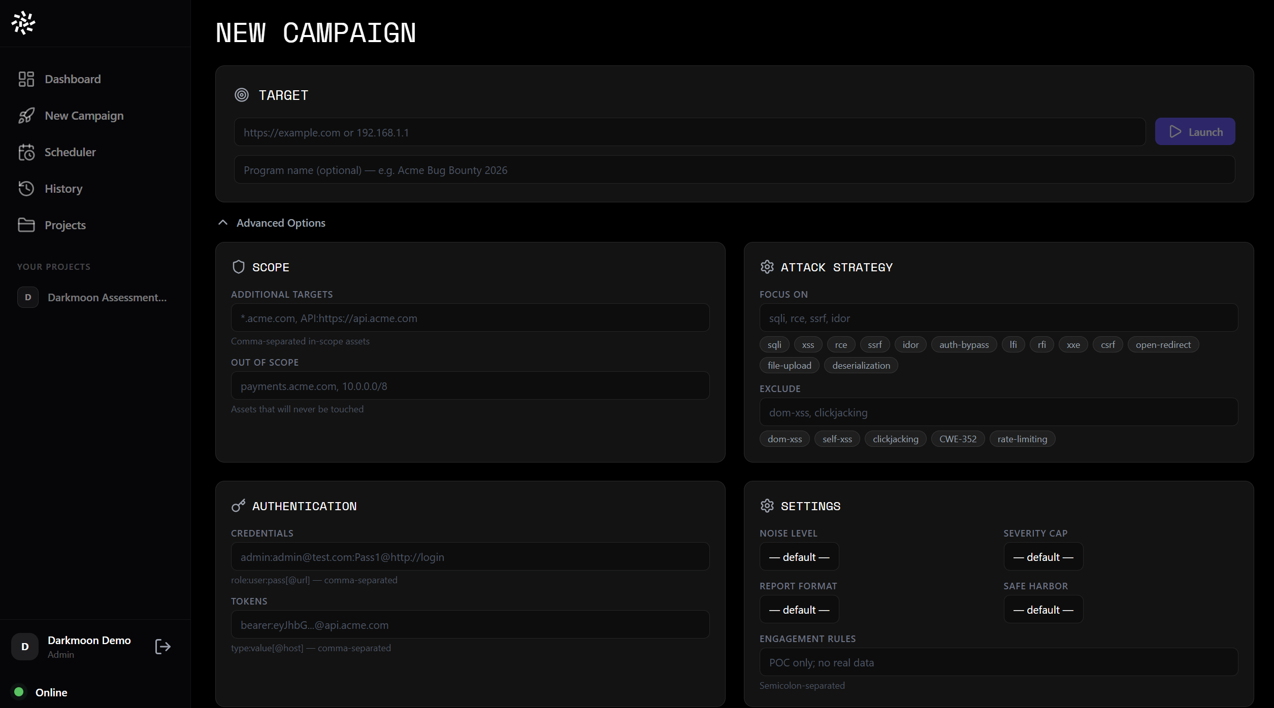 New Campaign form