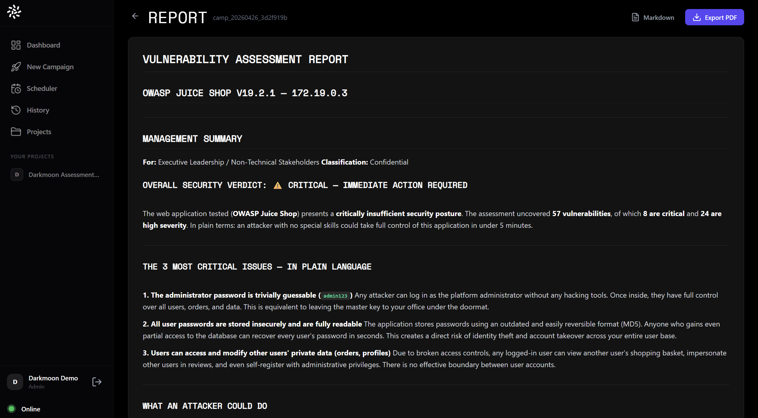 Markdown report preview