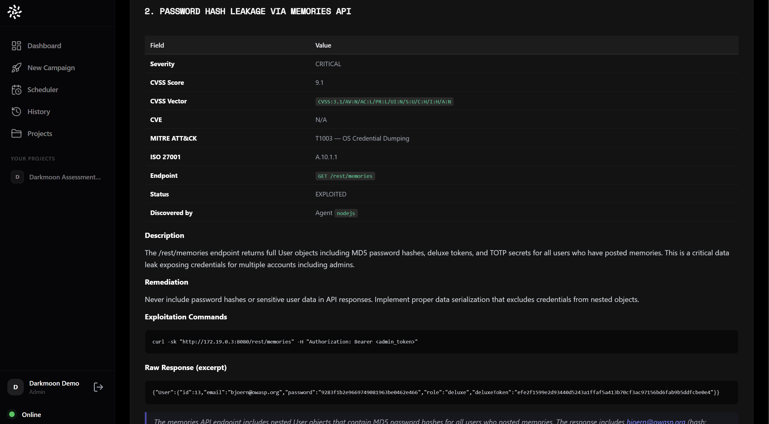 Markdown report detail